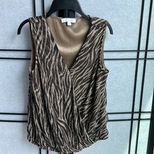 Anthropologie Eri + Ali Shimmer Top Metallic Animal Print